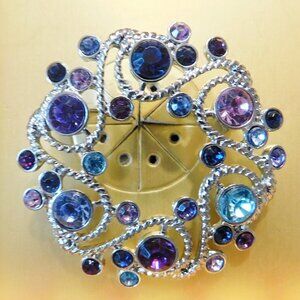 Charter Club - Blue, Purple & Pink Silver Tone Brooch - New in the box